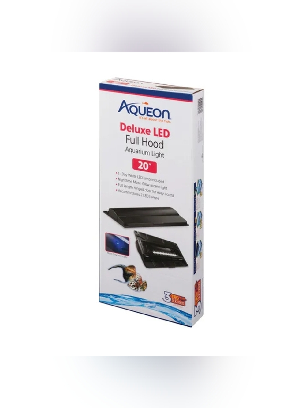 Aqueon LED Full Hood 20” Aquarium Light Black Fits 10 & 20 Gallon Fish Tank